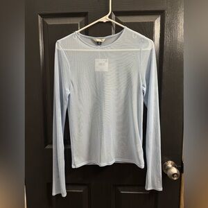AE Mesh Baby Blue Long Sleeve Women's Top